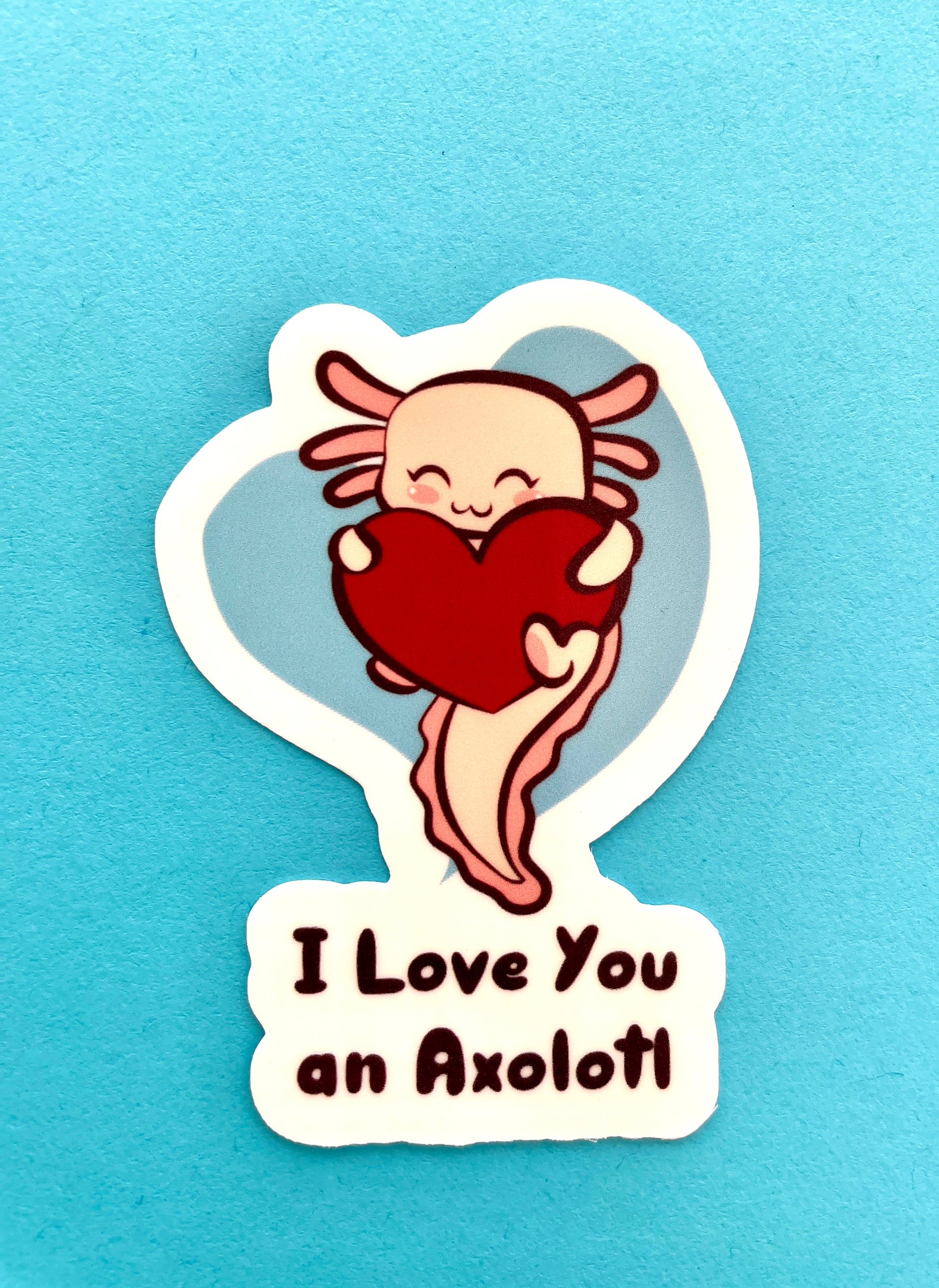 Funny teacher sticker with axolotl character- close up