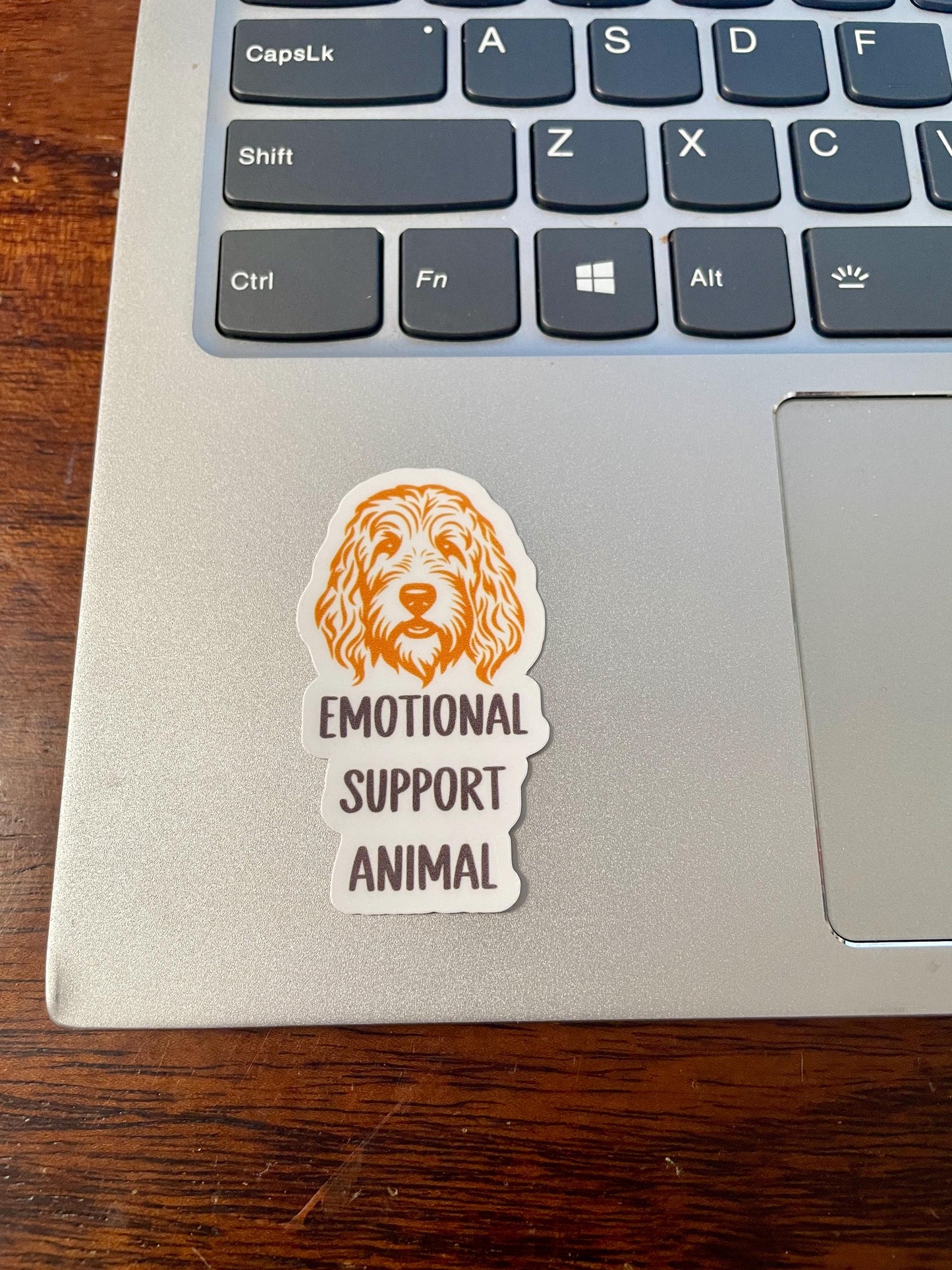 Emotional Support Animal Golden Doodle Dog Vinyl Sticker