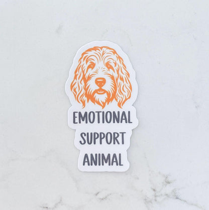 Emotional Support Animal Golden Doodle Dog Vinyl Sticker