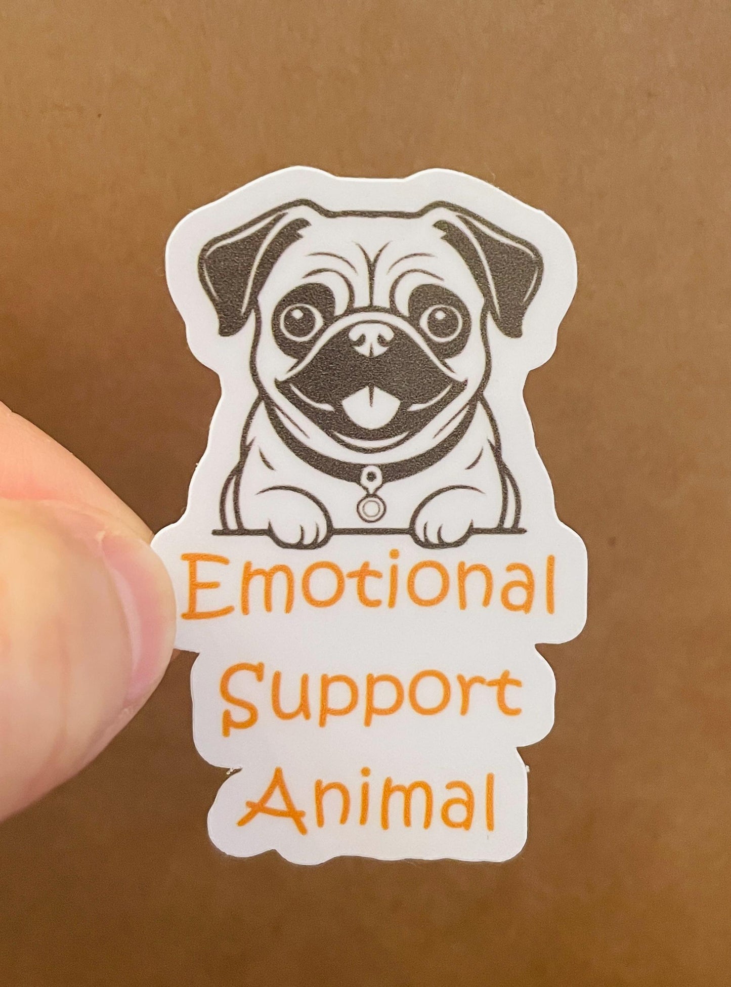 Emotional Support Animal Pug Dog Vinyl Sticker