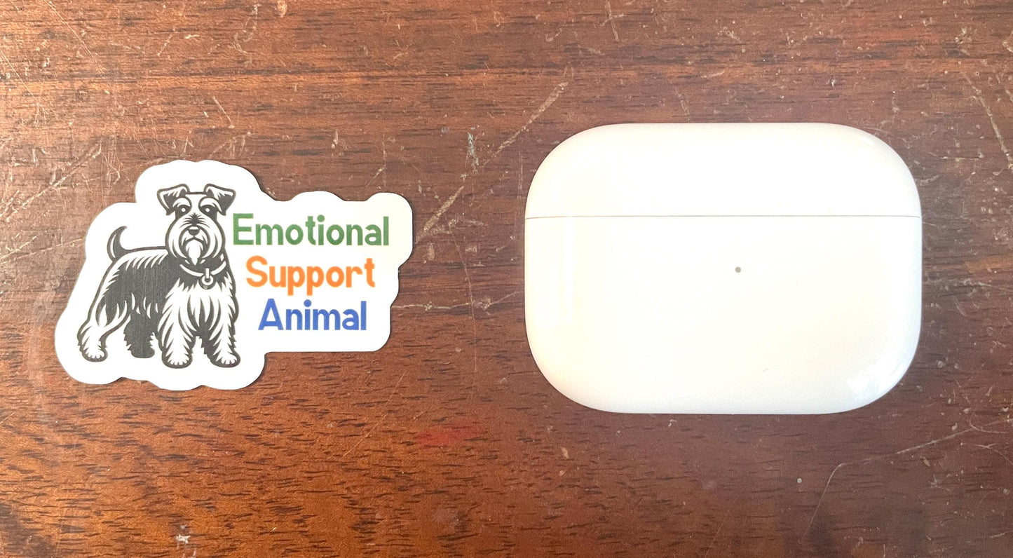 Emotional Support Animal Schnauzer Dog Vinyl Sticker