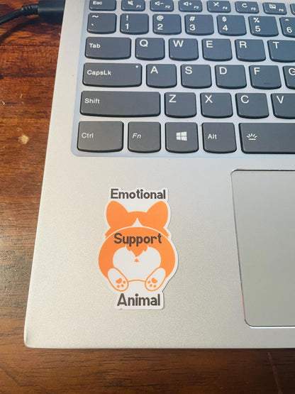 Emotional Support Animal Corgi Dog Vinyl Sticker