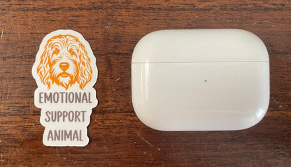 Emotional Support Animal Golden Doodle Dog Vinyl Sticker