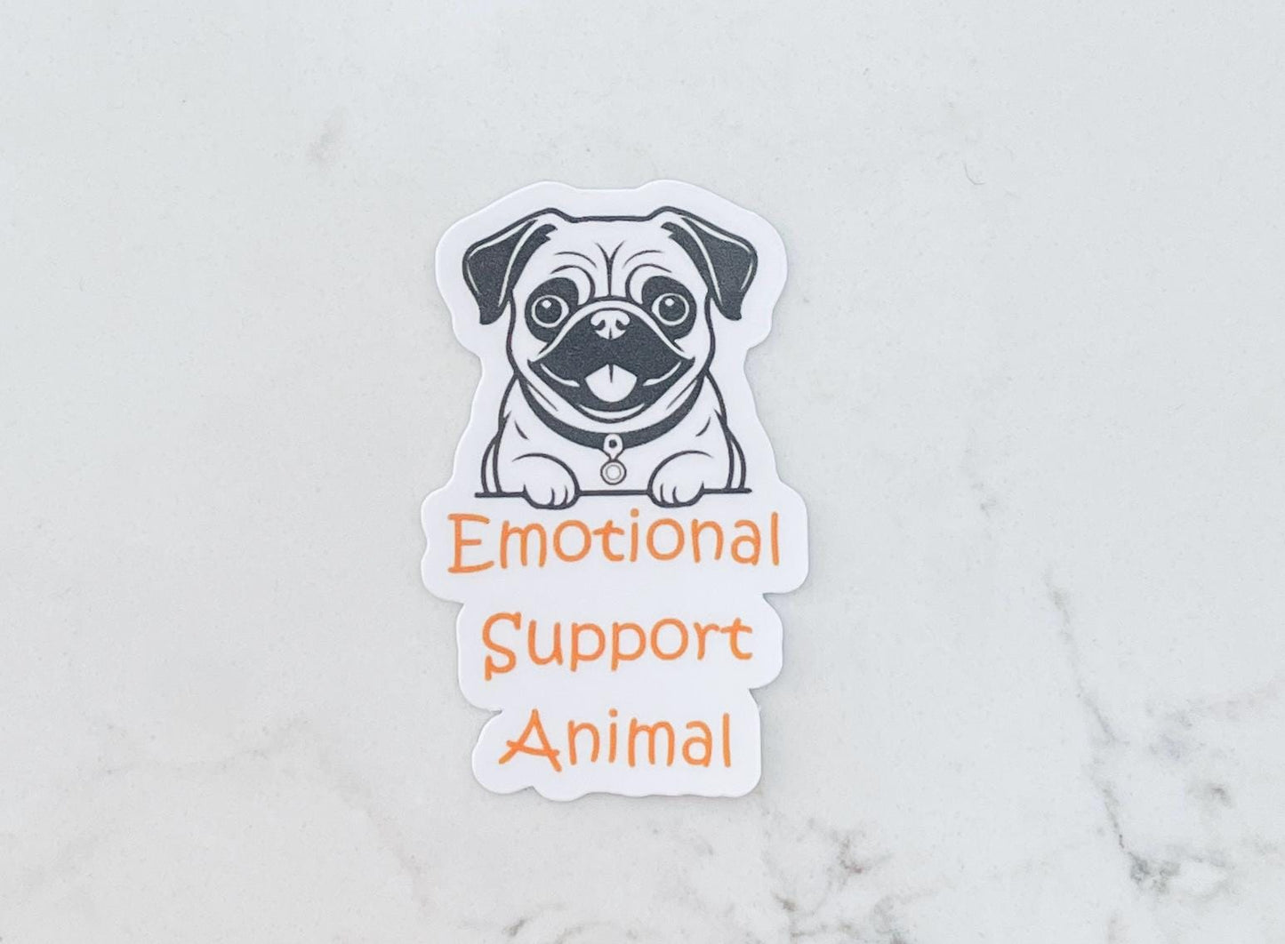 Emotional Support Animal Pug Dog Vinyl Sticker