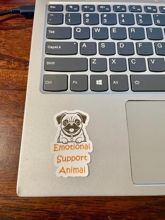 Emotional Support Animal Pug Dog Vinyl Sticker