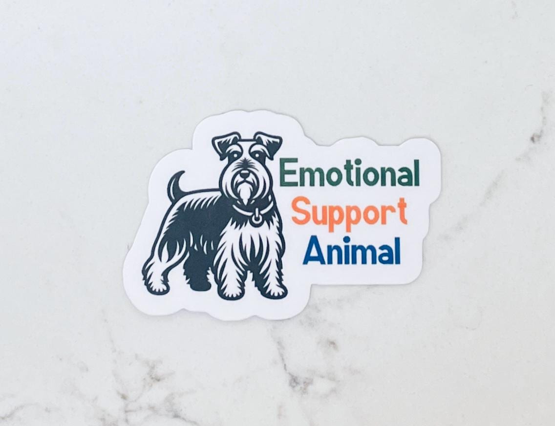 Emotional Support Animal Schnauzer Dog Vinyl Sticker