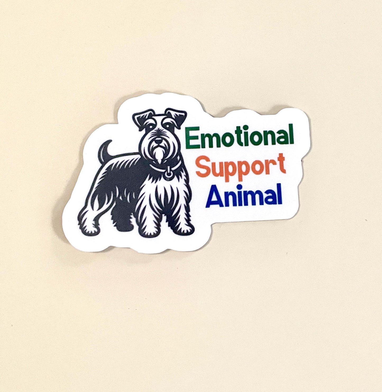 Emotional Support Animal Schnauzer Dog Vinyl Sticker