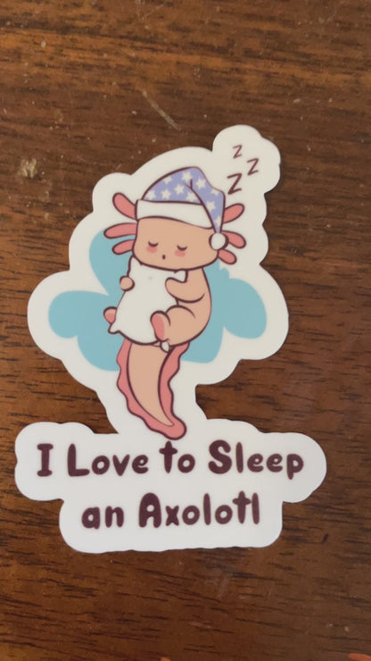 Funny teacher sticker with axolotl sleeping- video