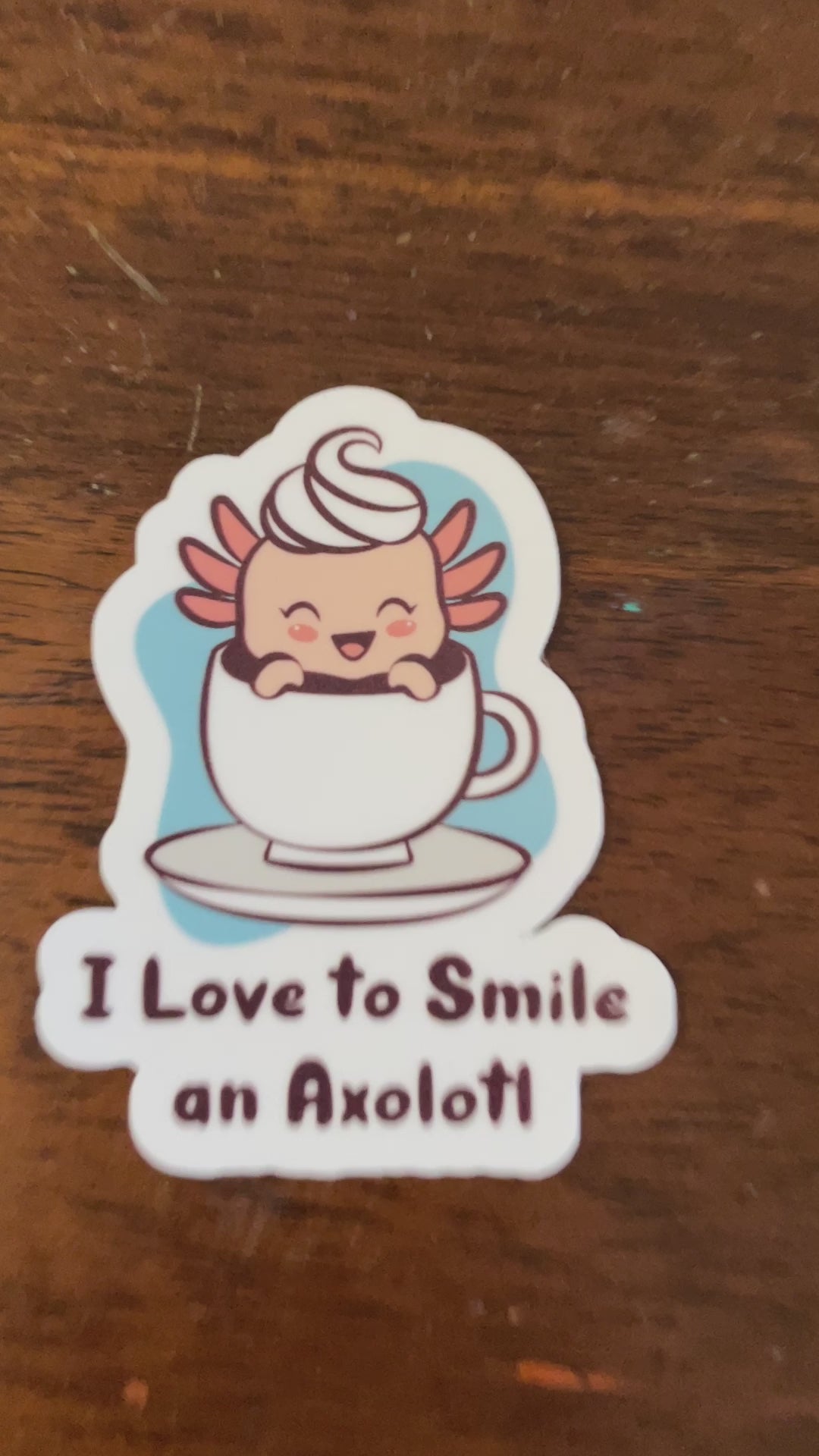 Funny sticker for teachers with an axolotl smiling- video