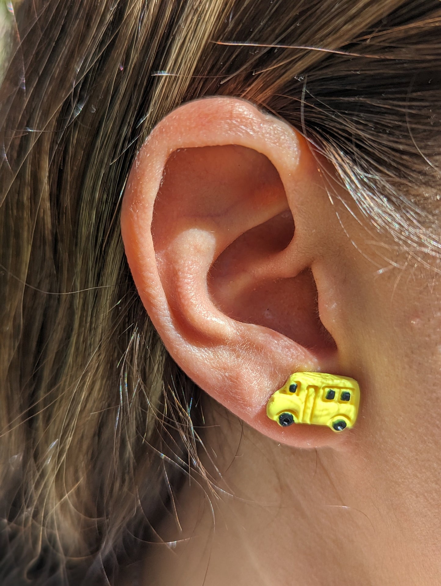 School Bus Clay Stud Earring