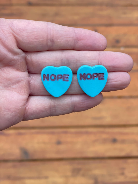 NOPE Heart Polymer Clay Earrings